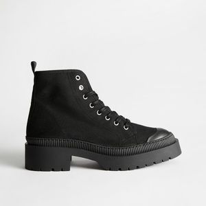 NWT Canvas Lace Up Boots with Platform Lug Sole